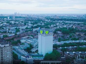 Photo of Grenfell tower from a high up and far away