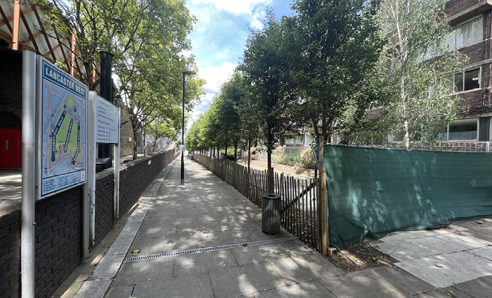 An alley next to grenfell tower