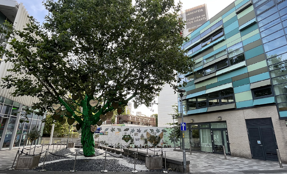 The memorial tree and memorial wall