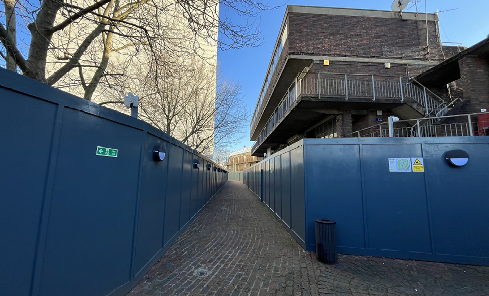 An alley next to Grenfell tower