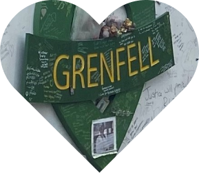 Grenfell heart on the memorial wall