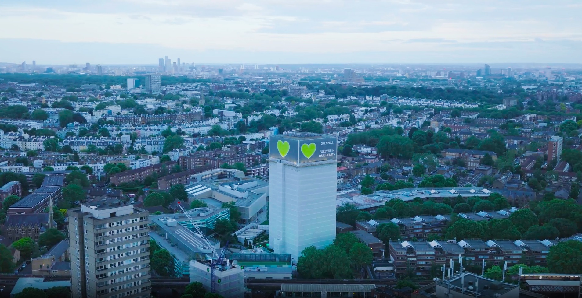 An image of Grenfell Tower at dusk